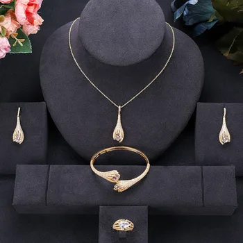 

jankelly Nigeria 4pcs Bridal Zirconia Jewelry Sets For Women Party, Luxury Dubai Nigeria CZ Crystal Wedding Jewelry Sets