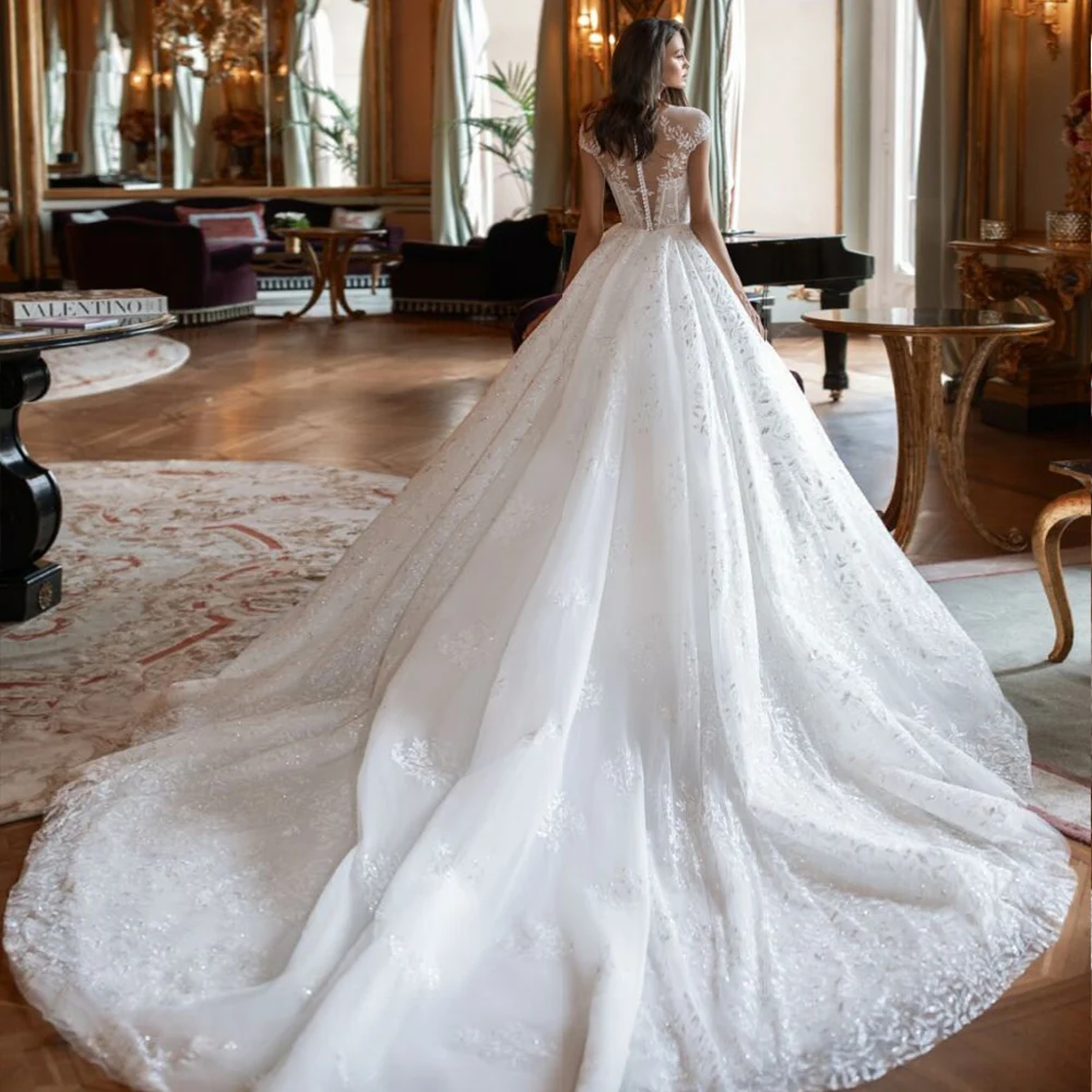 Hochzeitskleid/Свадебные платья с рукавом-крылышком из тюля цвета слоновой кости, роскошное платье с аппликацией в винтажном стиле, свадебное платье