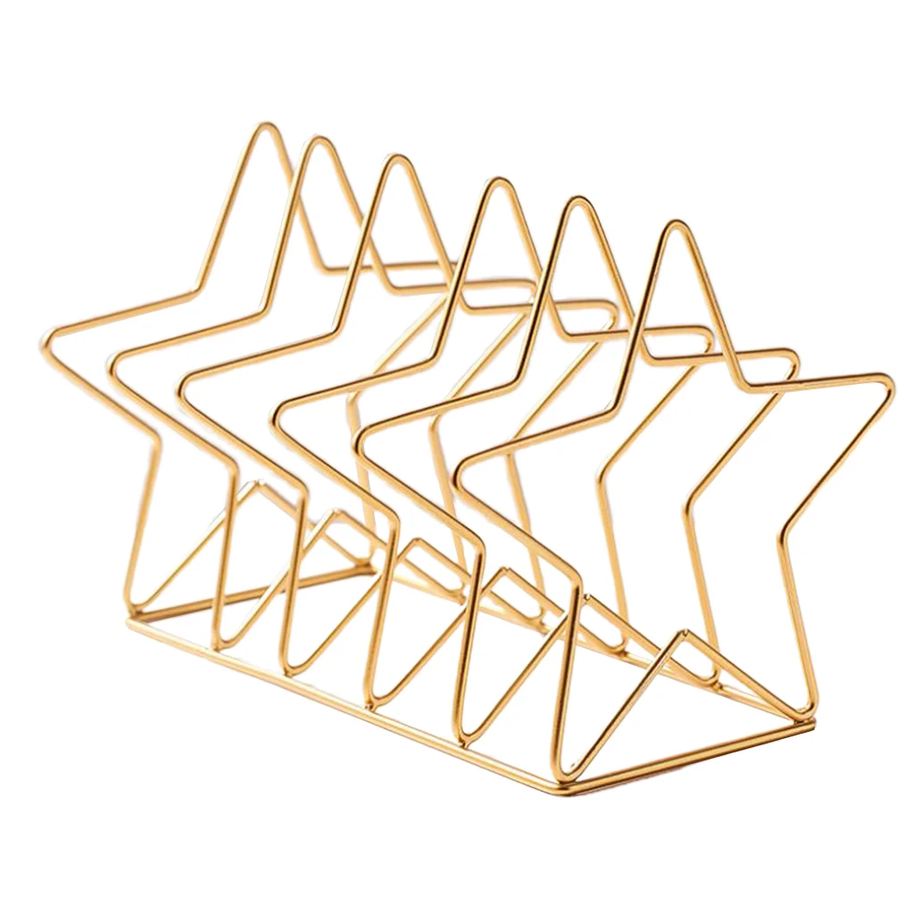 Metal Craft Five-Pointed Star Shape Desktop File Rack File Sorter Organizer for Magazines Newspapers Documents Mails Storing