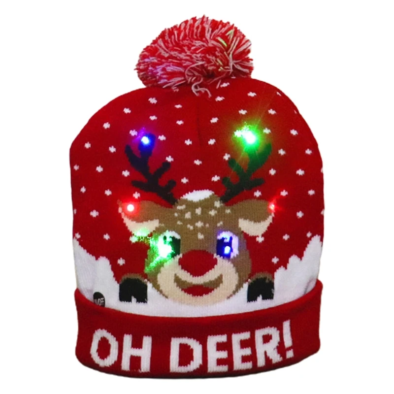 LED Christmas Hat Light Up Knitted 