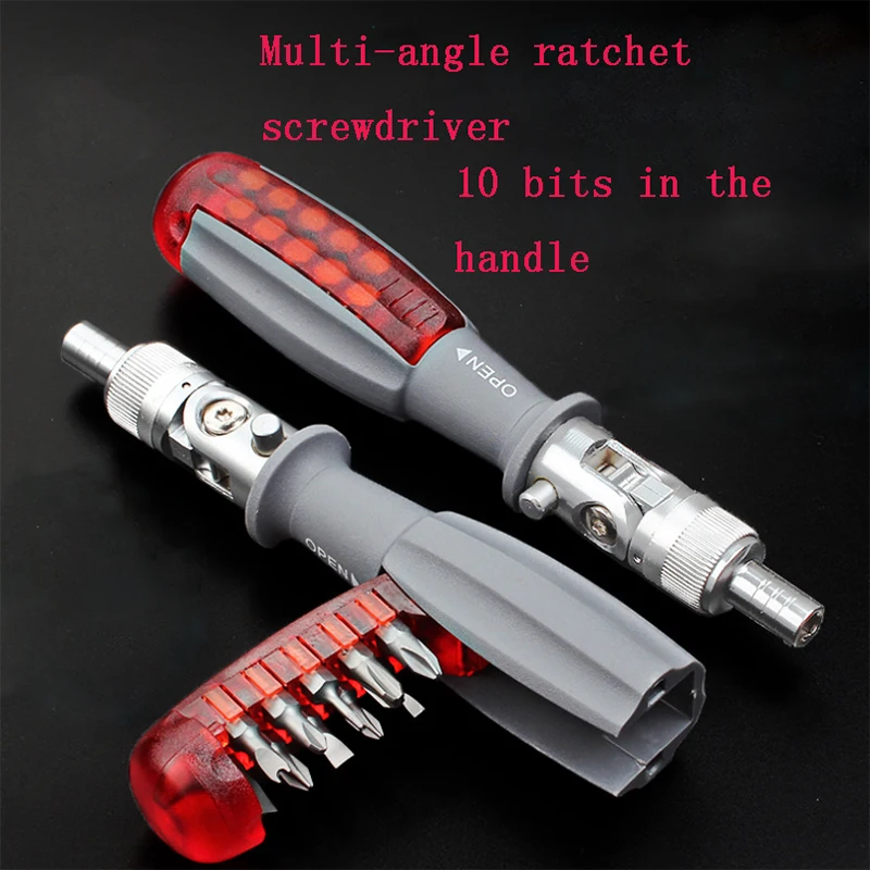 

Rotational Ratchet Screwdriver 10-in-1Ratcheting Screwdriver Set, 180° Rotation Magnetic Ratchet Screwdriver Two-Way Tri-Point