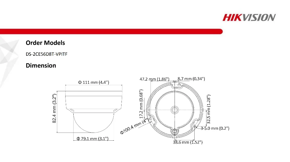 Hikvision DS-2CE56D8T-VPITF 2MP ультра-низкий светильник купольная камера видеонаблюдения IP67, IK10 turbo HD камера безопасности 30m IR