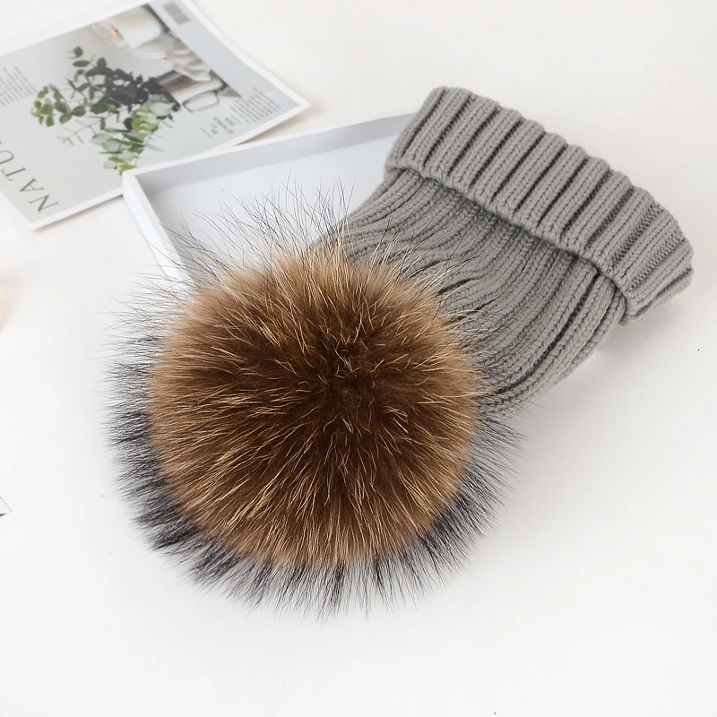 Winter Brand Female Fur Pom Poms hat Winter Hat For Women Girl 's Hat Knitted Beanies Cap Hat Thick Women Skullies Beanies