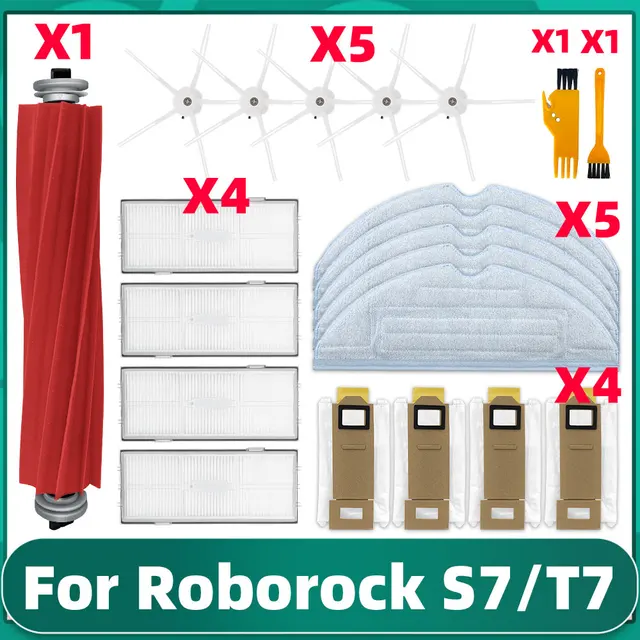 Xiaomi Roborock S7 Max / T7S Plus / G10 Replacement Parts Main Side Brush Hepa Filter Mop Dust Bag Cover Vacuum Cleaner Kits Set 1