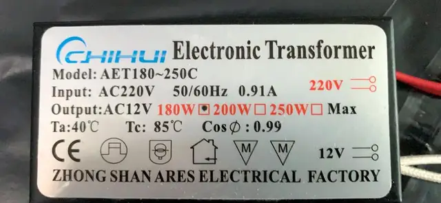 1 piece 3 years warranty Metal electronic transformer driver for 12V 20W 160W 250W LED light bulbs Driver Power Supply 180w