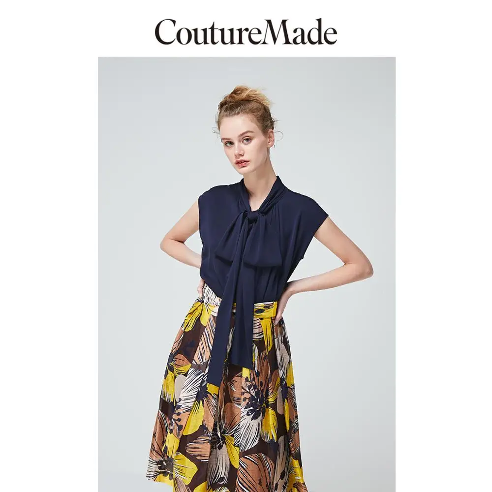 Женский Шелковый Топ с воротником и шнуровкой | Женская одежда