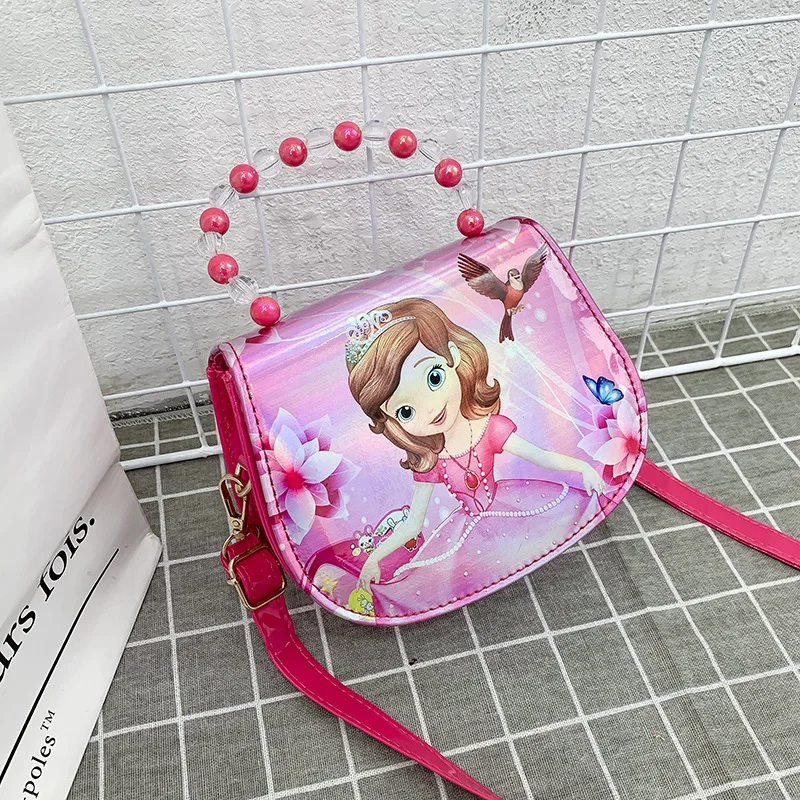 Disney Sofia frozen princess laser cartoon beaded bag girl messenger bag little girl shoulder bag handbag baby mini cute purses - Цвет: 6