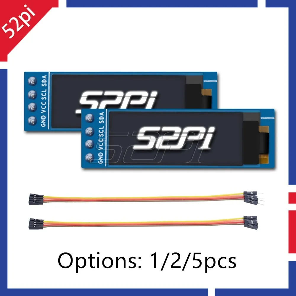 52Pi 0,91 дюймовый модуль OLED экрана 128*32 SSD1306 для Raspberry Pi 4 B/3 B(+)/2 B/Zero(W)/Beaglebone черный