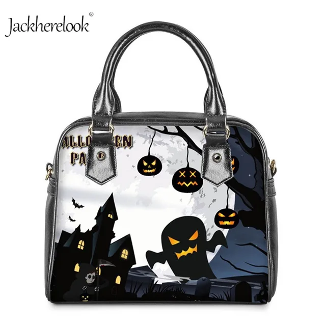 CC5509DL Jackherelook 3D Halloween Witch Printing Leather Shoulder Bag Pumpkin Moonlight Casual Totes For Laides Daily Cross Body Bags - Цвет: CC5509DL