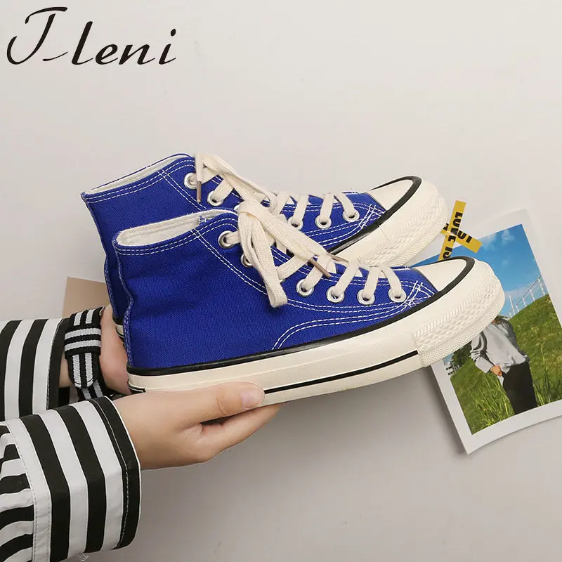 

Tleni 2018 high Top Men's canvas shoes men Sneakers Breathable flat Driving Lovers Walking shoes ZE-49