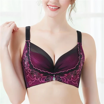 

Women Sexy Bra Comfortable Lace Floral Patchwork Adjustable Brassiere Underwire Ladies Push Up Back Closure Daily Underwear