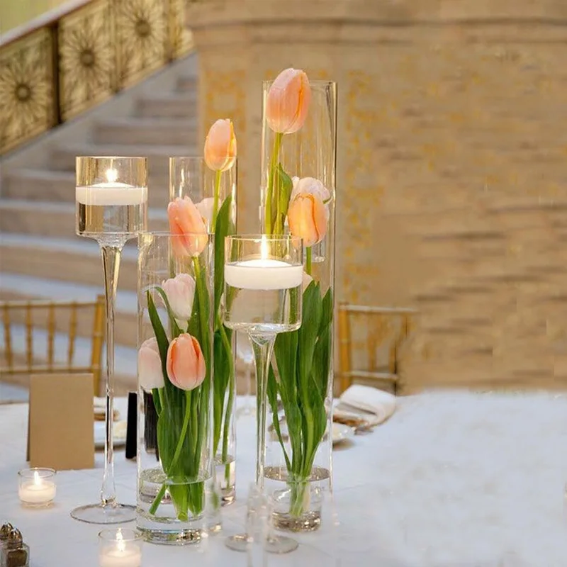 Wedding Floor Lang Glas Hoge Glazen Vazen, Road Bruiloft Tafel gebruikt Voor Bruiloft _ - AliExpress Mobile