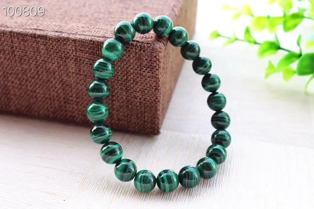 

8mm Natural Malachite Chrysocolla Newly Green Woman Men Bracelet Stretch Crystal Charm Fashion Round Beads Bracelet AAAAA