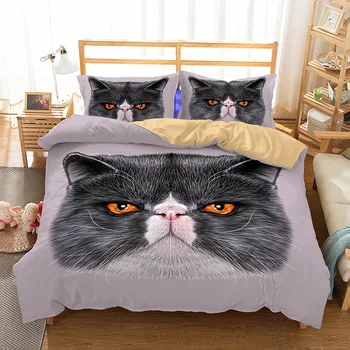 

BEST.WENSD Drop Ship Southeast Asia Winter bedroom comforter set 3d Animal cat hello kitty bed comforter gray bedcover set 2019