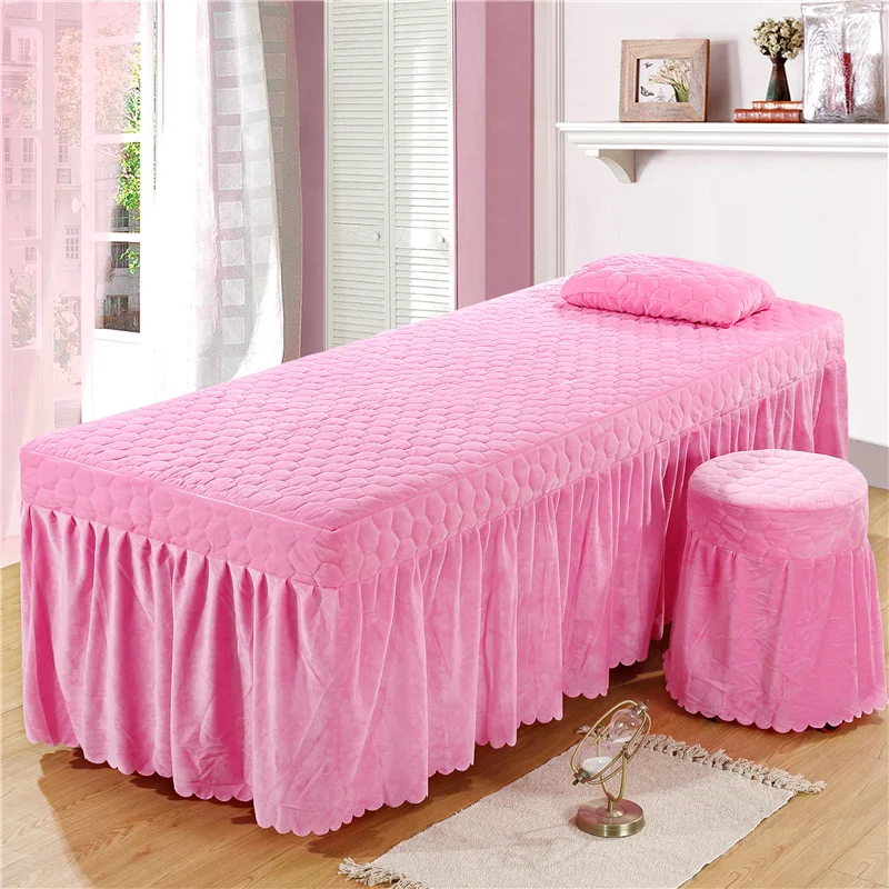 -LY-05-fen 1PC Soft Beauty Salon Bed Skirt Crystal Velvet Solid Color Bed Spread for Hairdresser Esthetic Salon 80*190cm Custom size#a - Цвет: -LY-05-fen