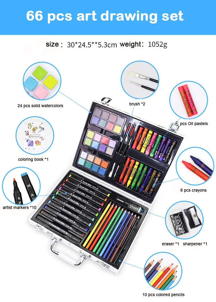 50/59/65/66pcs Children's Drawing Set With Marker Coloring Book Watercolor  Paint Brush Color Pencil Professional Art Supplies - Art Sets - AliExpress