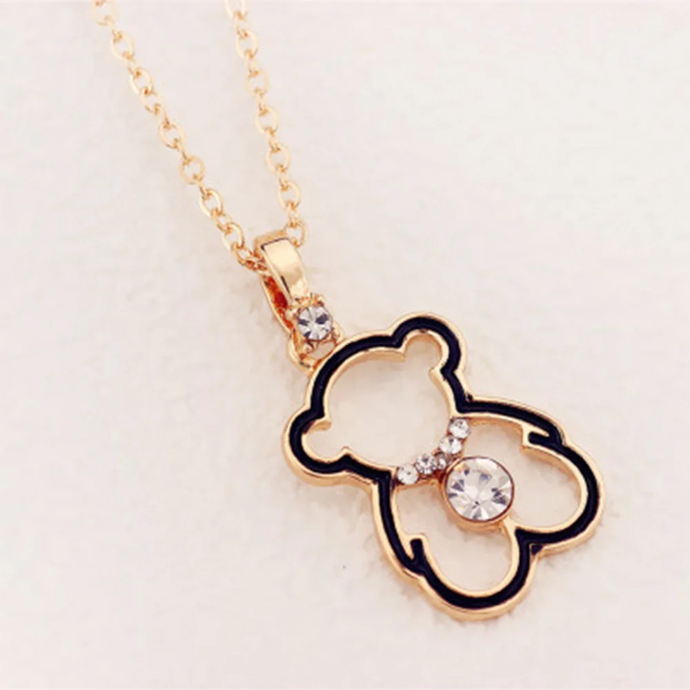 Женское Ожерелье с милым медведем золотое ожерелье кубическим цирконием модное