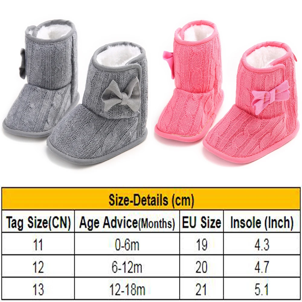 Зимние сапоги для маленьких девочек теплые зимние сапоги из мягкой хлопковой ткани для малышей сапоги с бантом для новорожденных детей D40