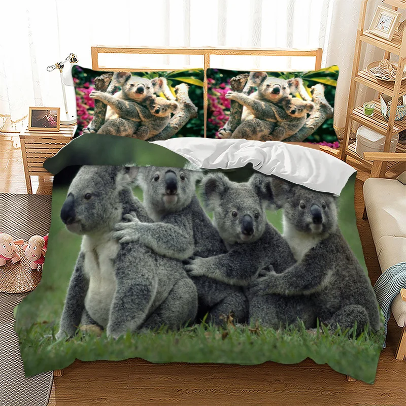 3D Koala постельные принадлежности набор милых животных пододеяльник наволочка двойной queen King size постельное белье 3 шт. домашний текстиль