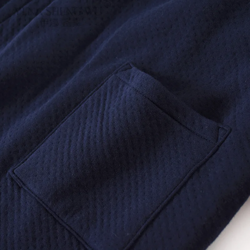 Japanese men's kimono yukata pajamas set air layer thickening trousers home service two-piece suit