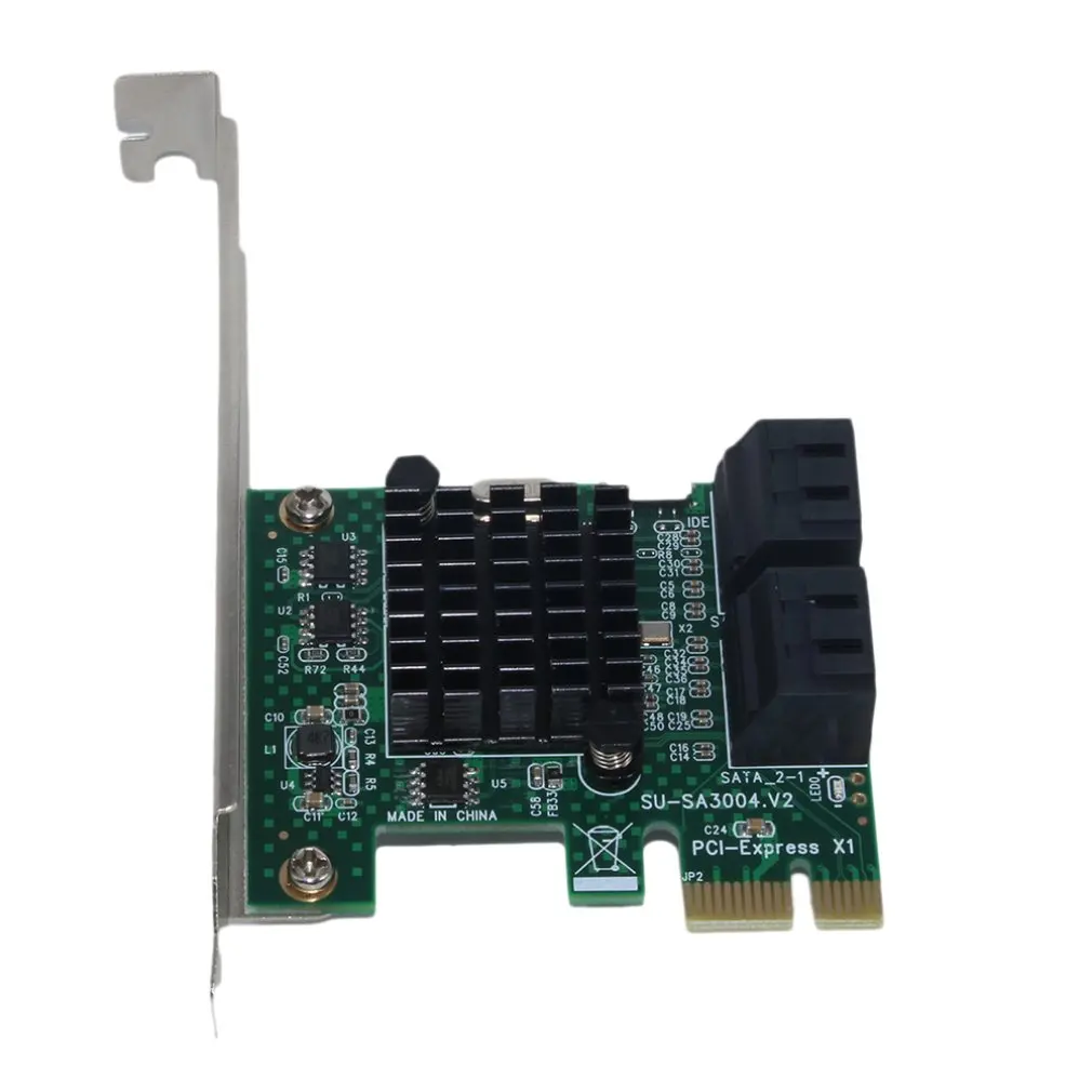 SA3004 4 порта 6G PCI-E для SATA3.0 Riser Card PCI Express SATA 3 0 Miner SSD IPFS адаптер с большим радиатором