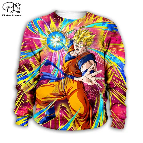Детская толстовка с 3D принтом Dragon Ball Z harajuku/толстовка с рисунком Аниме/футболка на молнии/крутые уличные штаны для мальчиков и девочек, Детский комплект - Цвет: Kids  sweatshirts