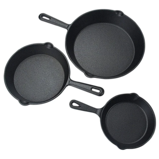 3Pcs Cast Iron Skillet,6 Inch, 8 Inch And 10Inch Non-Stick Skillet  Pre-Seasoned Frying Pan For Frying Saute Cooking Meat - AliExpress