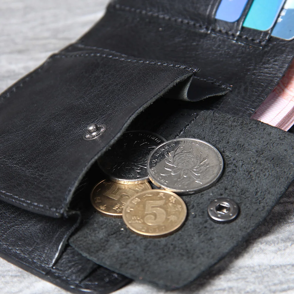 S.WORKER Vintage Men's Classic Genuine Leather Wallet Credit Cards Holder Pocket Purse Cowhide Leather Retro Style Handmade 4