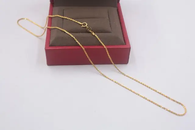 Pure 18k Yellow Gold Chain Unisex Luck 1mmW Full Star Link Chain Necklace 18inches 2.15g 5