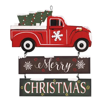 

Wooden Yard Double Sided Holiday Christmas Decor Truck Shape Bar Club Reusable Welcome Sign Wall Hanging Party Door Home Garden