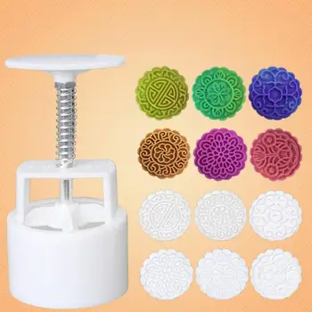 

7Pcs/set Flower Moon Cake Mold Round hand pressed moon cake Decoration Tools Cookie Cutter Pastry kitchen Baking accessories