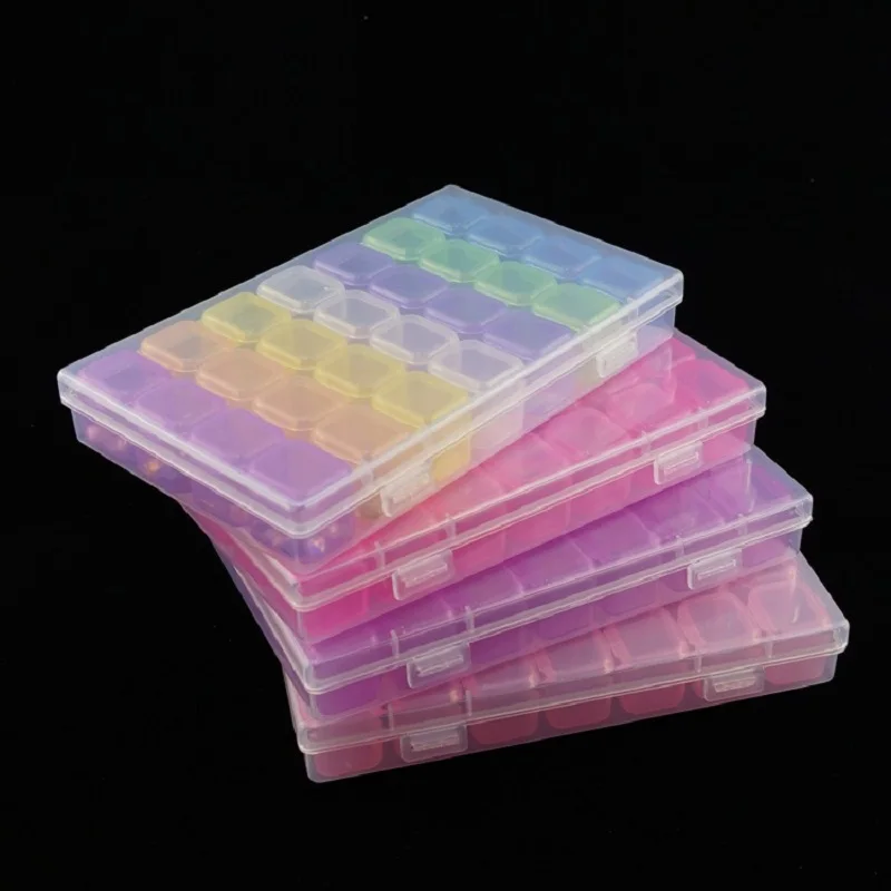 

28/35 grid box storage box manicure accessories box manicure tools separate mini drill box manicure storage box jewelry box