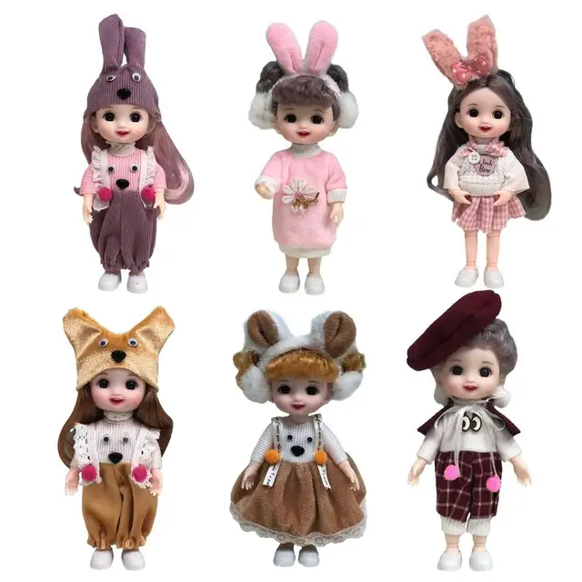 Mini Cute Doll Princess British Style Handmade Movable Joints Girl Baby 3D Big Eyes Beautiful DIY Toy Doll With Clothes Dress 1