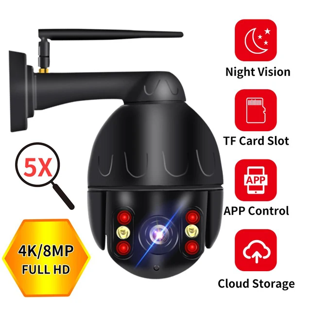 $- 8mp 4k Cloud Wifi PTZ Camera Outdoor 2MP Home Security IP Camera 5X Optical Zoom Speed Dome Camera P2P cctv camera