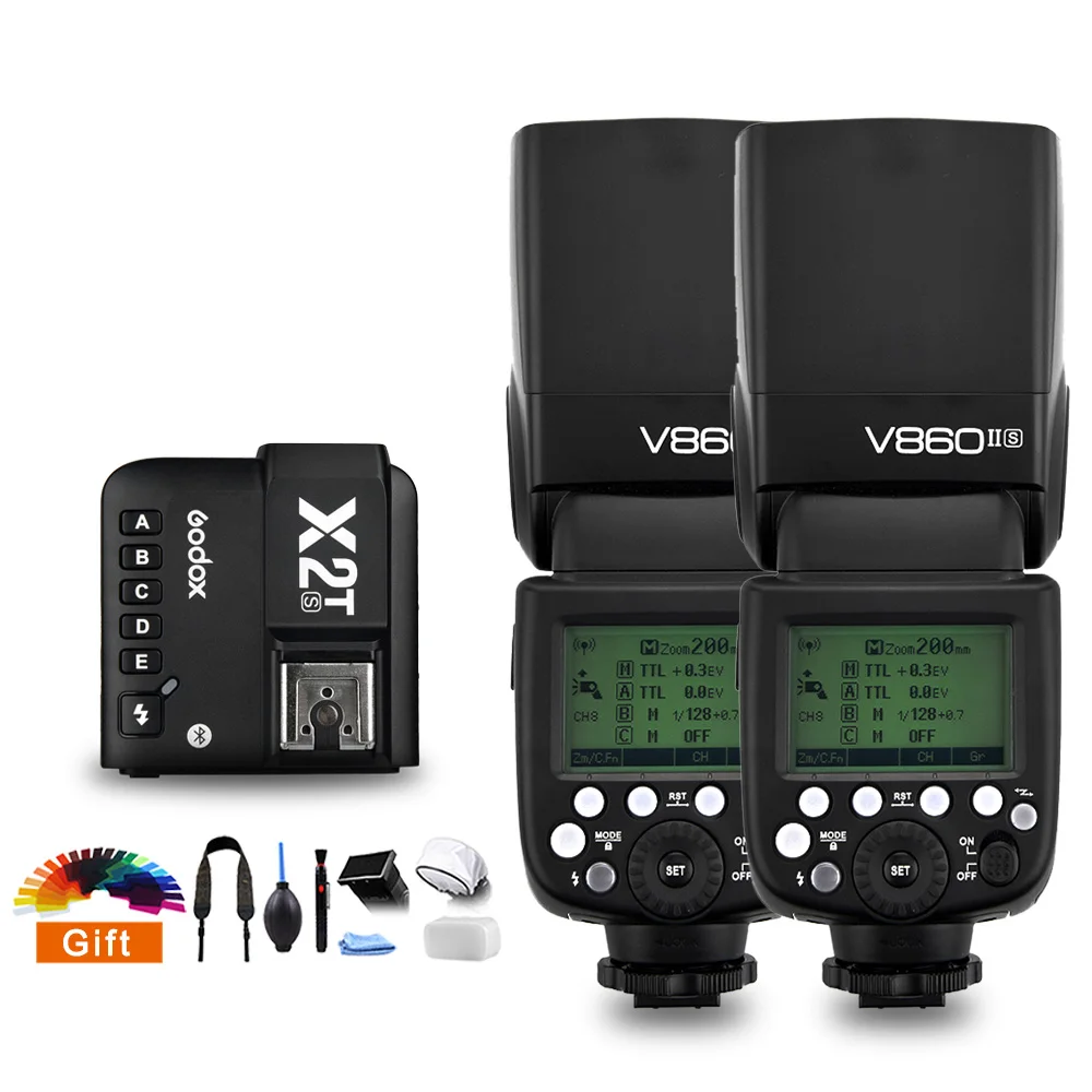 2PS V860II-S and X2T Godox V860II V860II-S ttl HSS литий-ионная батарея Speedlite вспышка с X2T-S триггером передатчик для sony A9 A7 A7M3 A7R A7S - Цвет: 2PS V860II-S and X2T