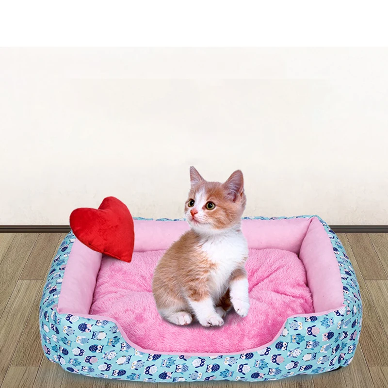 LOOZYKIT Сова узор зимняя кровать для домашних животных с коврик милый теплый мягкий щенок собака котенок товары для домашних животных 1 шт. S/M/L/XL