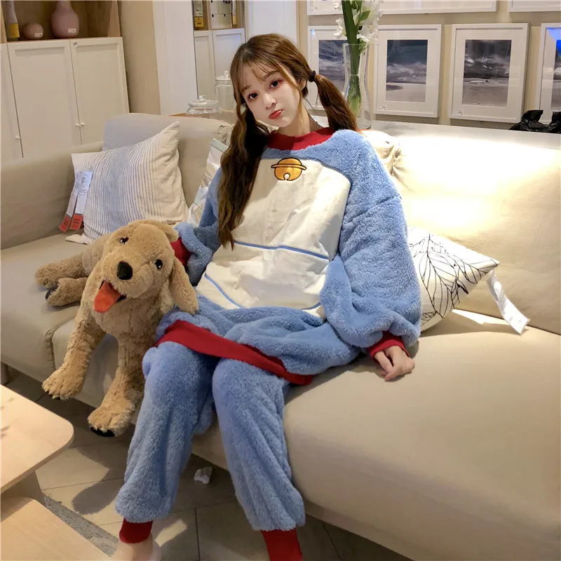 Kawaii/милые пижамы; большие размеры; топы для сна; Новинка; сезон осень-весна; с героями мультфильмов; Doraemon; женская одежда для сна; Lounge