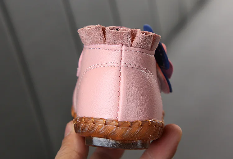 Осенне-зимние ботинки для девочек; ботинки для малышей с цветочным принтом; нескользящая Детская уличная хлопковая обувь с мягкой подошвой
