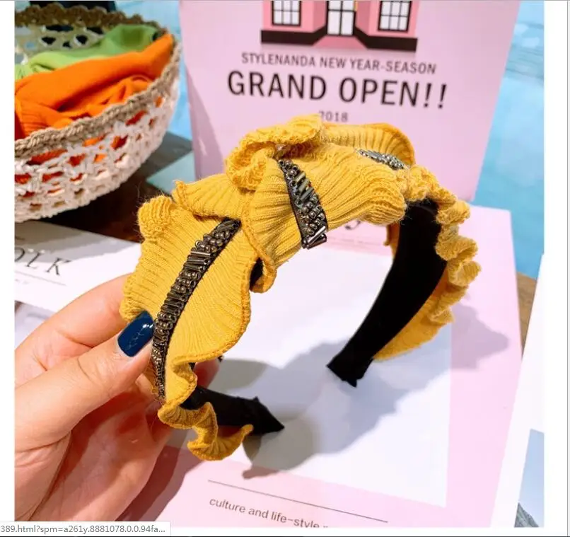 Женские вязаные шерстяные юбки дрель полосы широкополая повязки на голову с цветами повязки с узлом ювелирное изделие в виде заколки