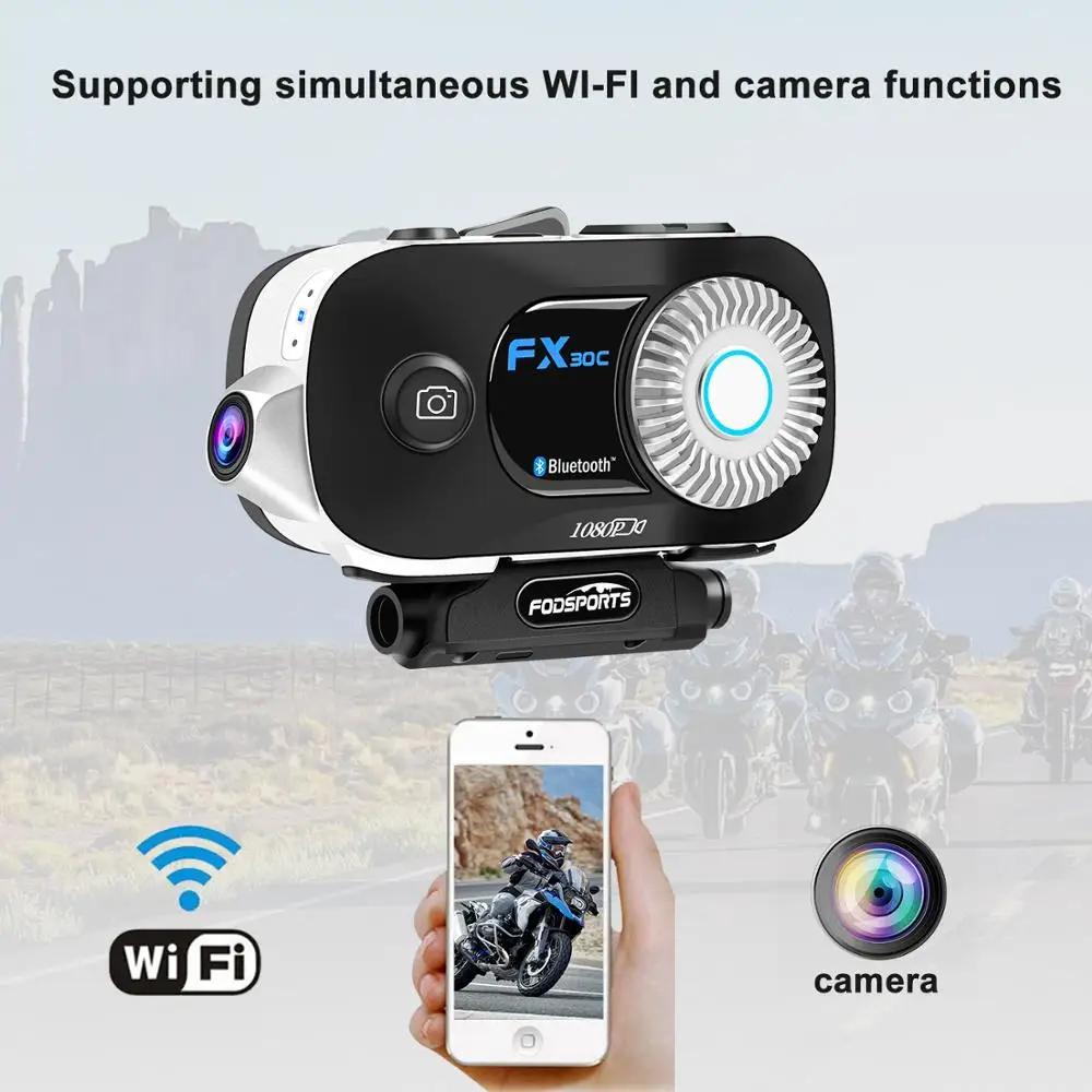 

Fodsports FX30C Motorcycle Helmet Bluetooth Intercom Moto Helmet Headset 1080P Video Wifi Recorder Camera Intercomunicador