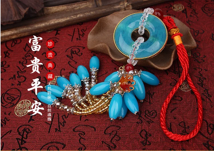 Taobao стиль автомобильный висячий орнамент Золотой инкрустированный с нефритом защитный талисман автомобиль установлен висячие украшения нефрит