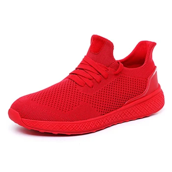 

Summer Breathable Mesh Shoes Men Casual Wear-resistant 46 Size Shoes White Slip Ons Stylish Sneakers Man Red Shoe Mens Shoes