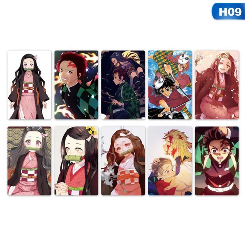 Demon Slayer Kimetsu no Yaiba Anime Card Sticker Pack DIY Waterproof Card Classic Kids Stickers toys for children 10 pcs