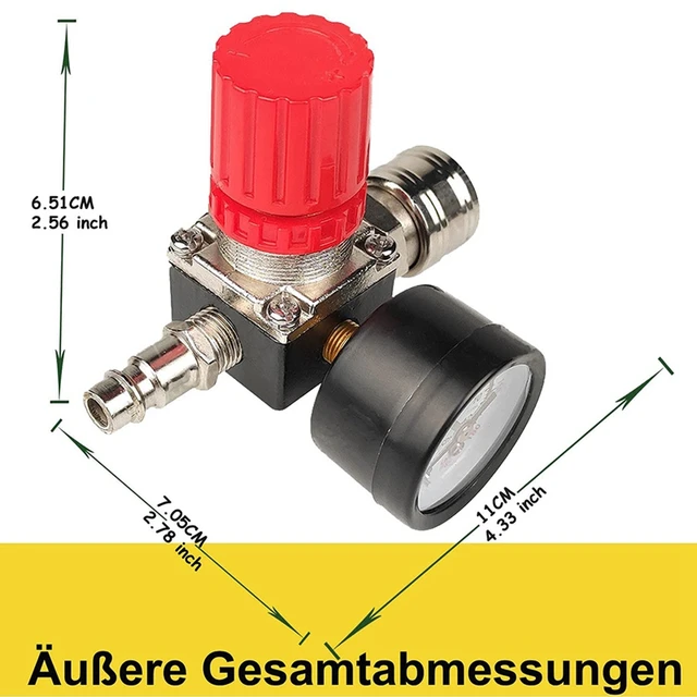 Druckminderer Druckluft MEANLIN MEASURE 1/4 Zoll Luftdruckregler Mit Manometer, 0~12 Druckschalter Kompressor