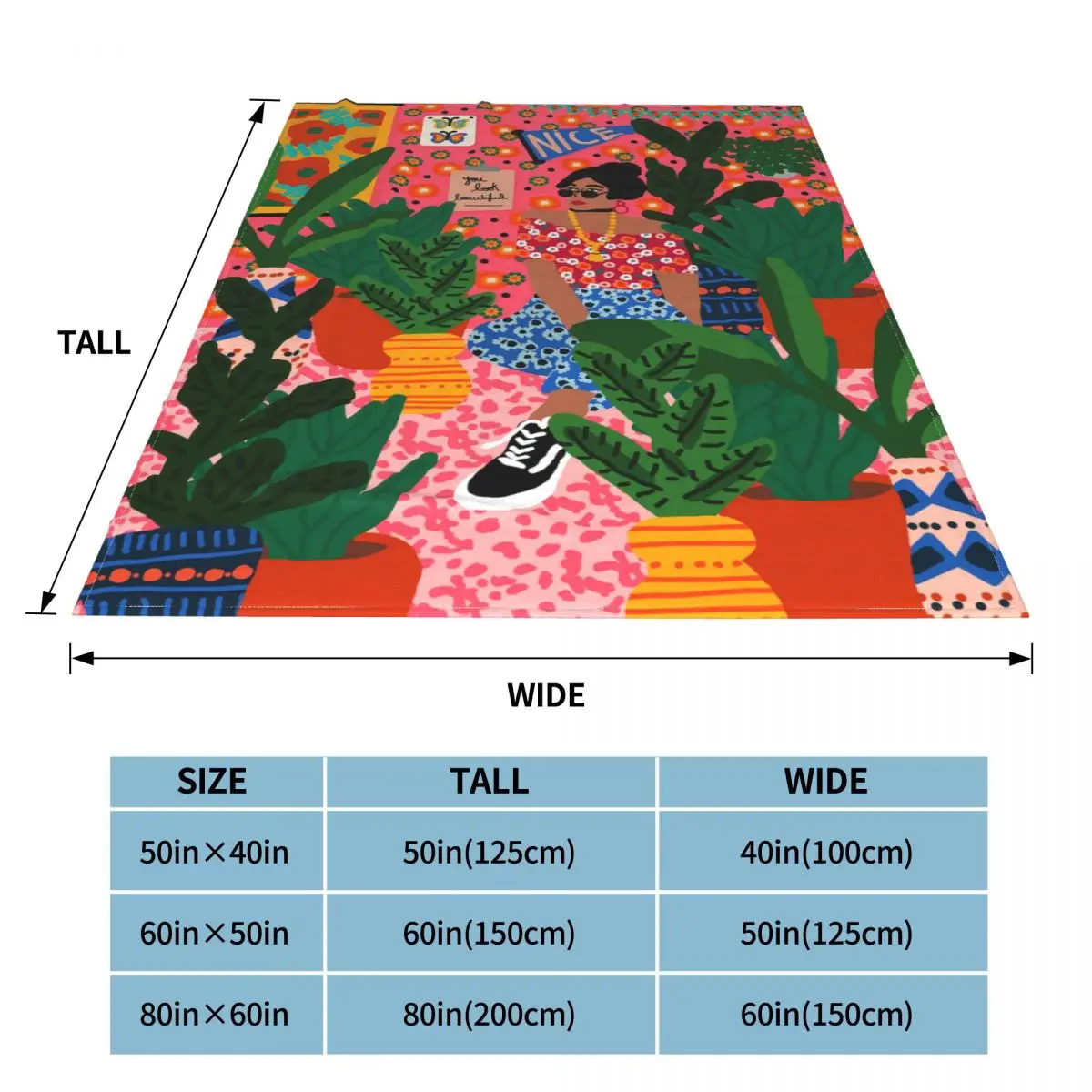 Colorful Flower Minimalist Girl Abstract Vintage Flannel Throw Blankets Rafaela Mascaro Blanket for Sofa Car Soft Be