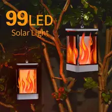 3,2 в 2000 мА/ч Солнечный 99LED наружный подвесной фонарь, танцующий мерцающий светильник с пламенем, фонарь для двора, лампа с литиевой железной фосфатной батареей