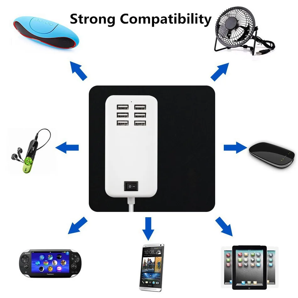 Asunflower 10 портов USB зарядное устройство для Iphone Ipad samsung USB 3,0 настенная дорожная зарядная станция мульти порт 60 Вт адаптер концентратор разветвитель