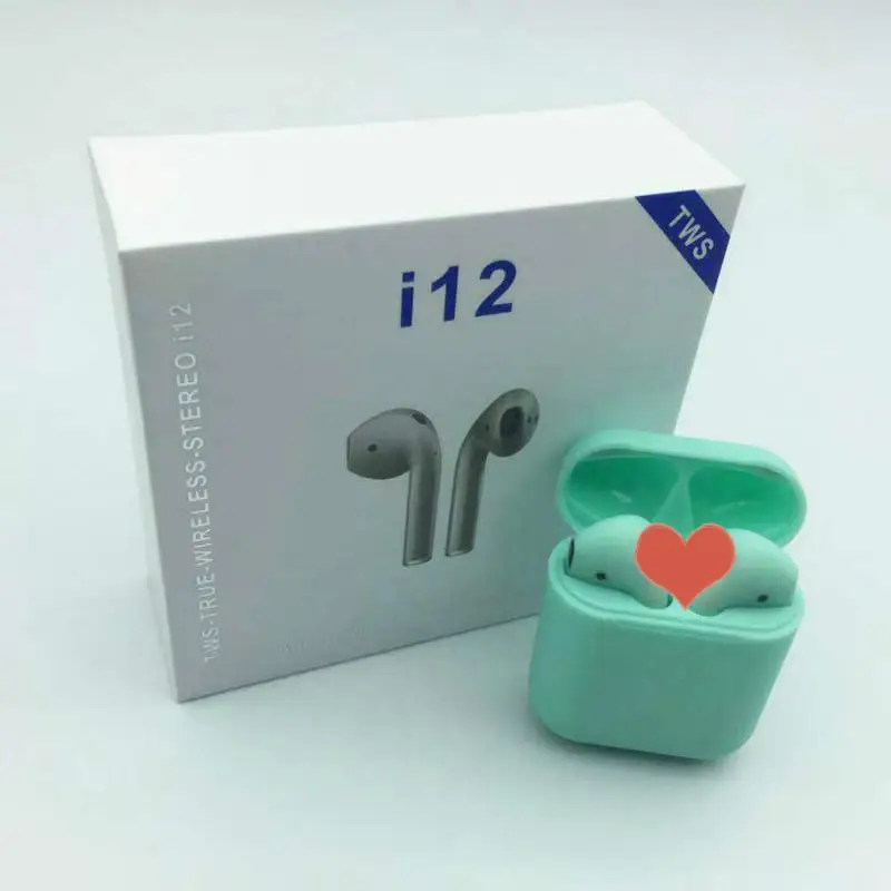 I12 TWS сенсорное управление беспроводной мини-наушник Bluetooth 5,0 гарнитура наушники pk i10 i11 tws для IOS смартфон - Цвет: Зеленый