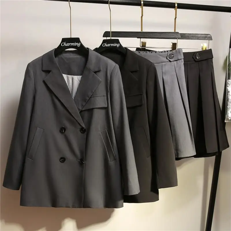 XL-5XL большие размеры осенние женские костюмы повседневные двубортные пальто +