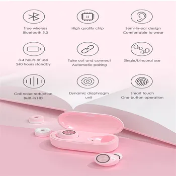 

TW60 Bluetooth 5.0 Earphone Automatic Pairing Wireless Earbuds Touch Control Wireless Earphones Summon Voice Assistant Earphone